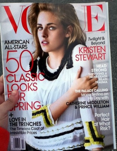 Kristen Stewart na okładce Vogue, fot. TheFashionSpot.com